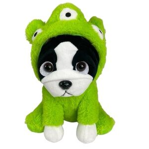 Mastermind Toys Plush French Bulldog in Green Monster Alien Hoodie Costume